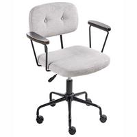 SCHREIBTISCHSTUHL Hellgrau Algerita - Hellgrau/Schwarz, Textil (62/77/62cm) - Beliani