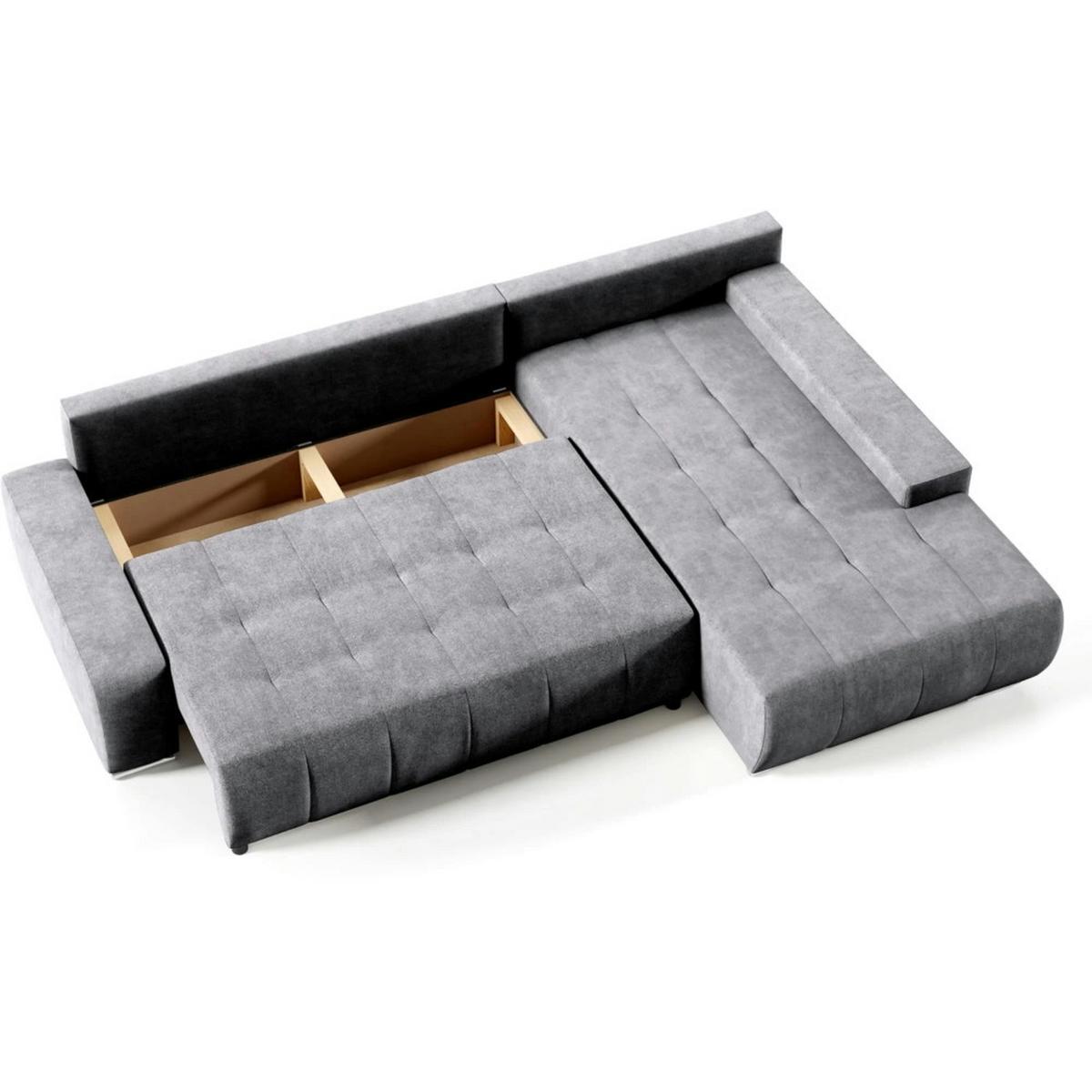 ECKSCHLAFSOFA Draco mit Schlaffunktion, rechts, Dunkelgrau - Dunkelgrau/Silberfarben, Textil/Metall (267/186cm) - Beautysofa