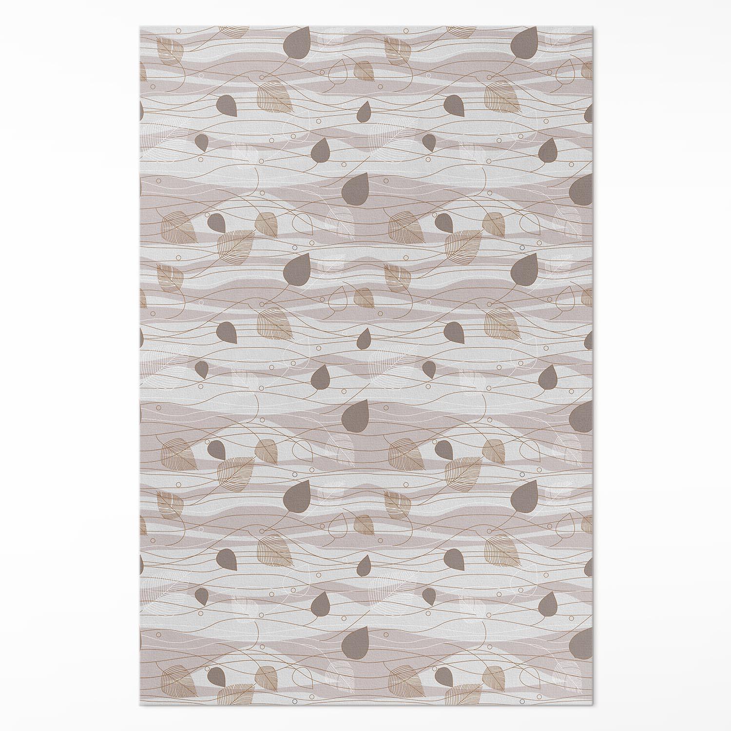 TEPPICH 150x225 cm Boho-Blätter auf Wellen Hintergrund - Dunkelgrau, Kunststoff (150/225cm) - Wallfluent