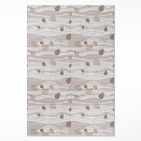 TEPPICH 60x90 cm Boho-Blätter auf Wellen Hintergrund - Anthrazit, Kunststoff (60/90cm) - Wallfluent