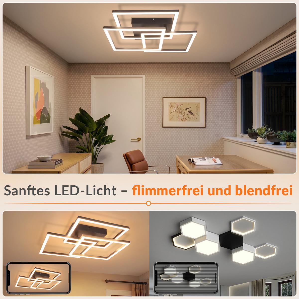 LED DECKENLEUCHTE Lysven 40/40/8.7 cm - Schwarz, Kunststoff (40/40/8.7cm) - ZMH