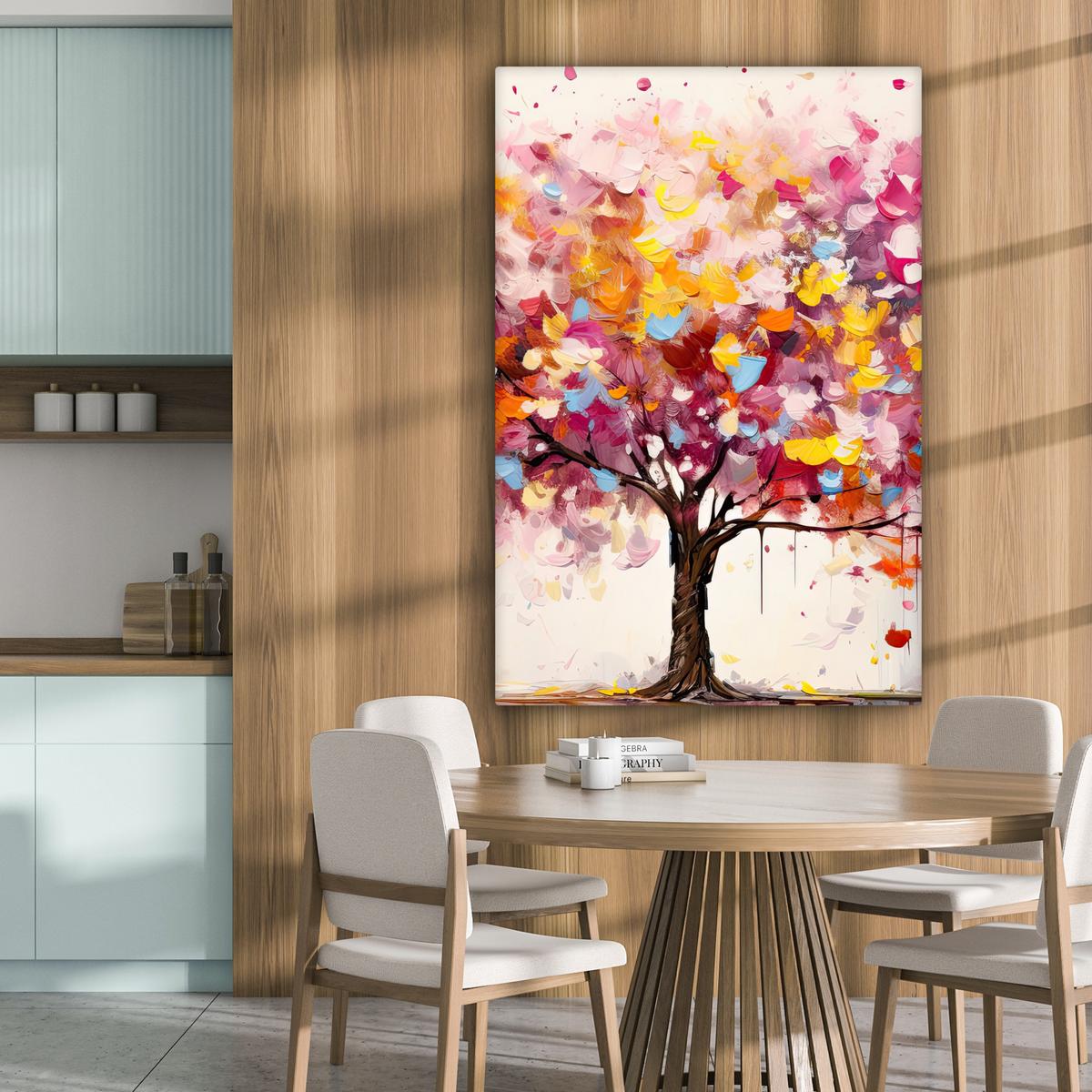 LEINWANDBILD Aquarell - Baum - Kunst - Abstrakt Deko XXL 80x120 cm - Rosa, Textil (80/120cm) - MuchoWow