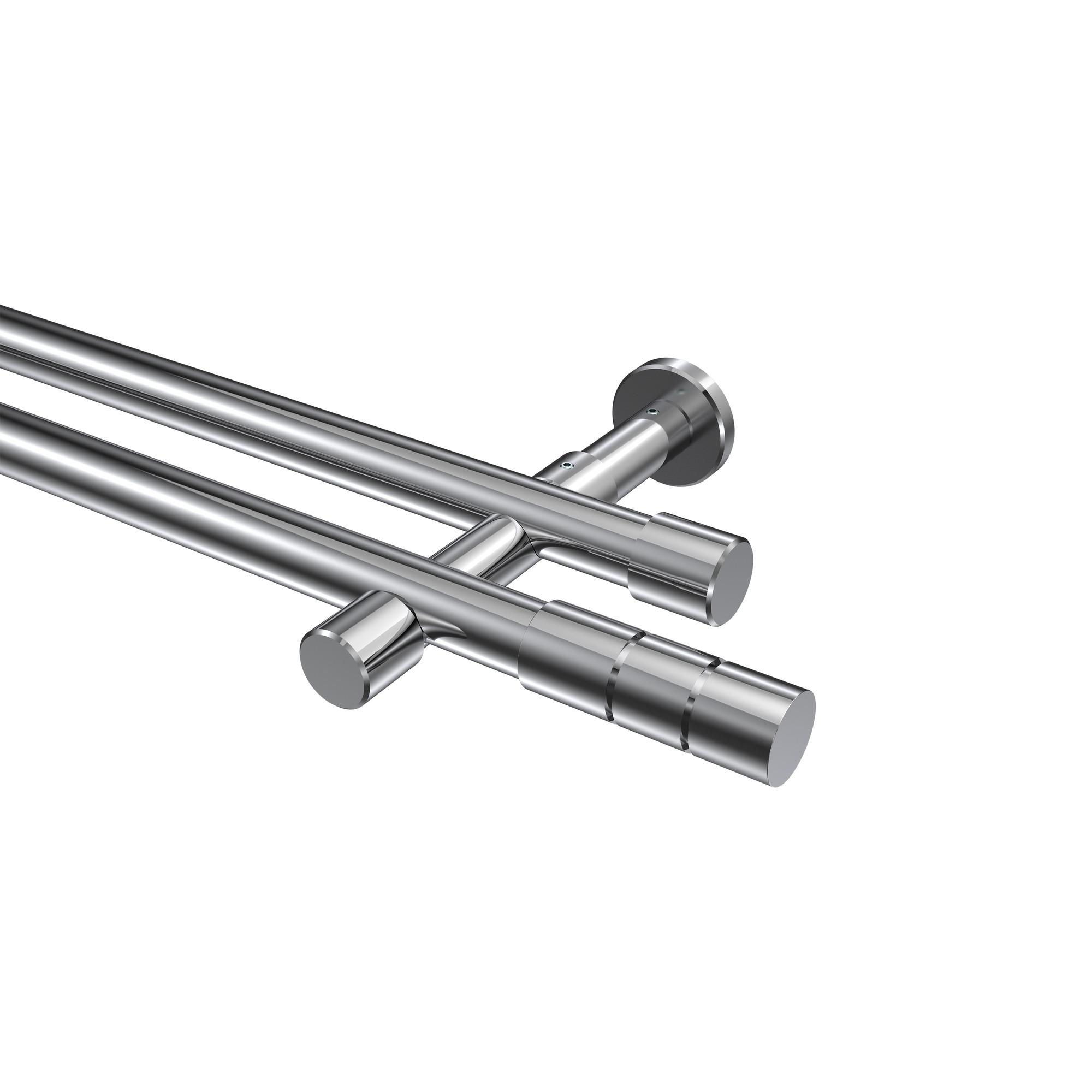 GARDINENSTANGE Prestige Elanto 140 cm, 2-läufig (ohne Ringe), 20 mm Ø Chrom - Chromfarben, Metall (140cm) - INTERDECO