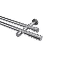 GARDINENSTANGE Prestige Elanto 140 cm, 2-läufig (ohne Ringe), 20 mm Ø Chrom - Chromfarben, Metall (140cm) - INTERDECO