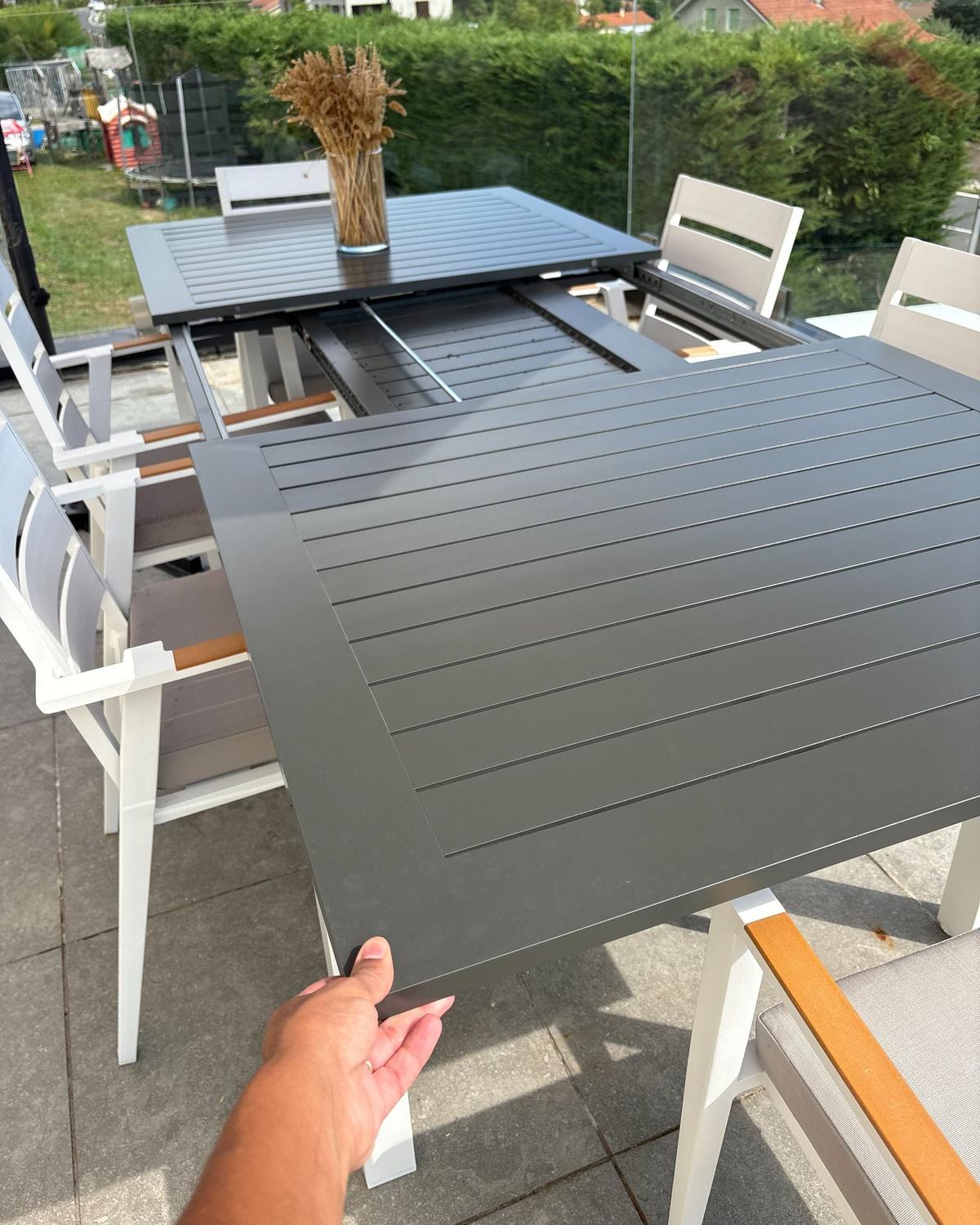 GARTENTISCH Dunkelgrau ausziehbar 168-248/100 cm Pancole - Dunkelgrau, Metall (168/100/75cm) - Beliani