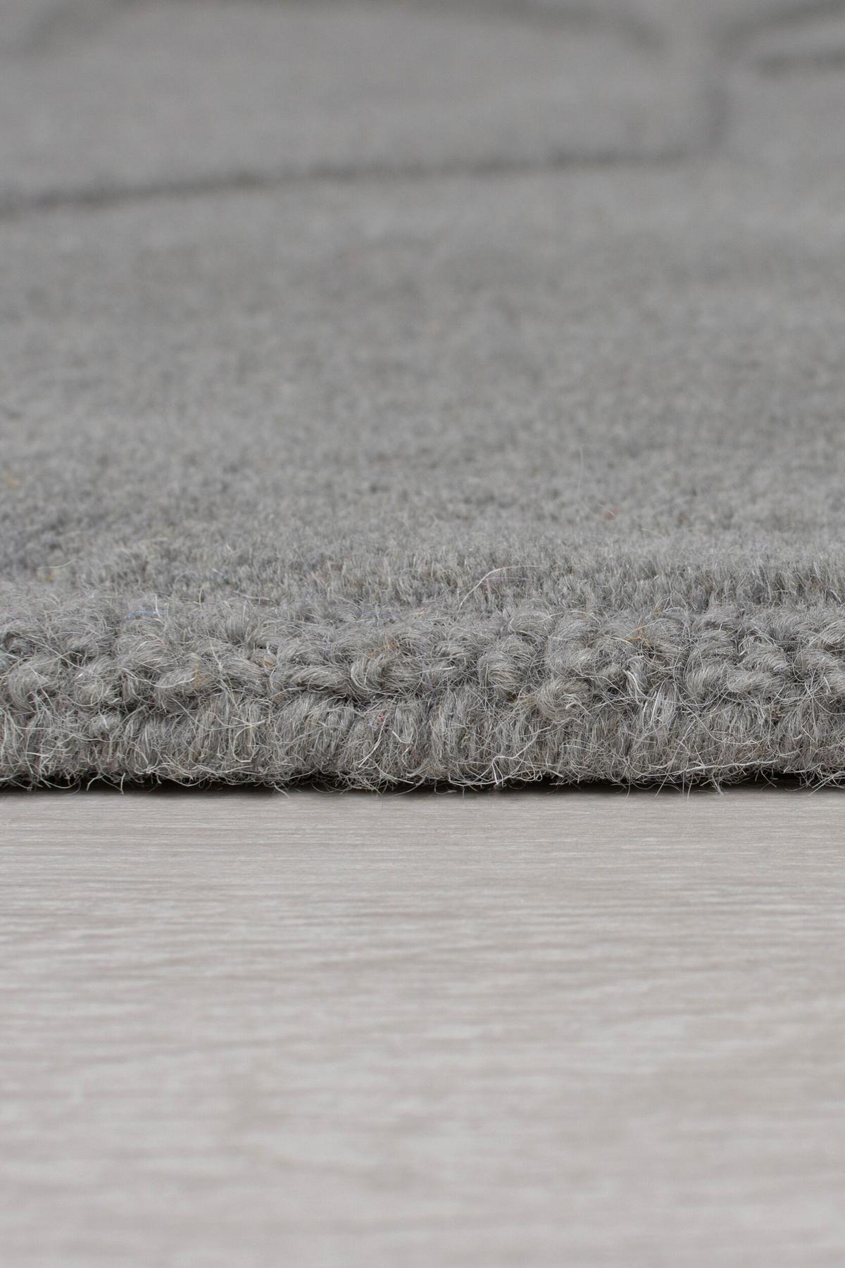 WOLLTEPPICH DEBEN, geometrisch, aus Wolle, Hellgrau, 120 x 170 cm - Grau, Textil (170/120cm) - KADIMA DESIGN