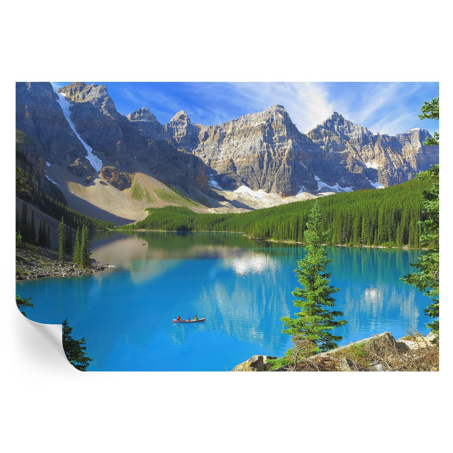 FOTOTAPETE 152x104 cm - Bergsee - Blau, Textil (152/104cm) - Wallfluent