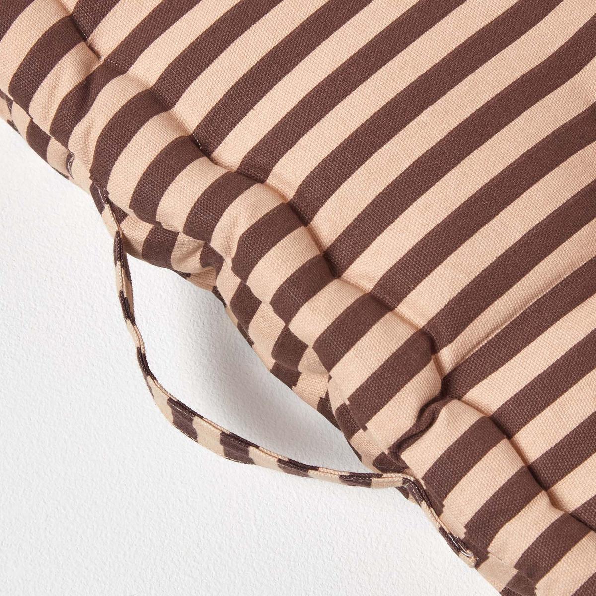 SITZKISSEN braun-beige gestreift 40/40/8 cm - Braun, Textil (40/40/8cm) - Homescapes