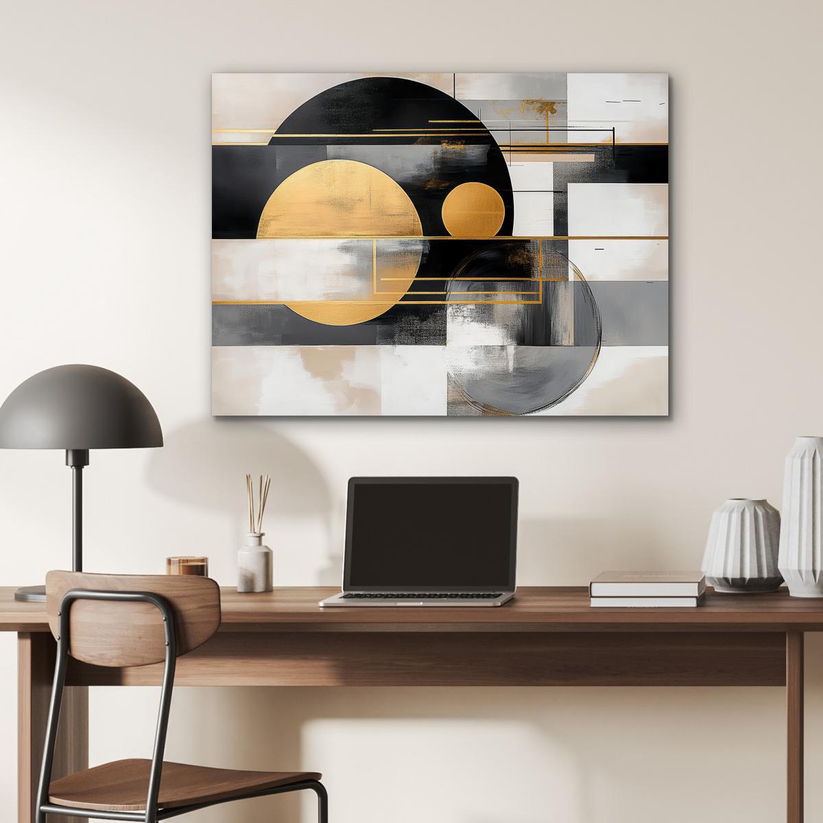 METALLBILD Abstrakt - Gold - Silber - Formen - Ästhetisch - Modern 80x60 cm - Goldfarben, Metall (80/60cm) - MuchoWow