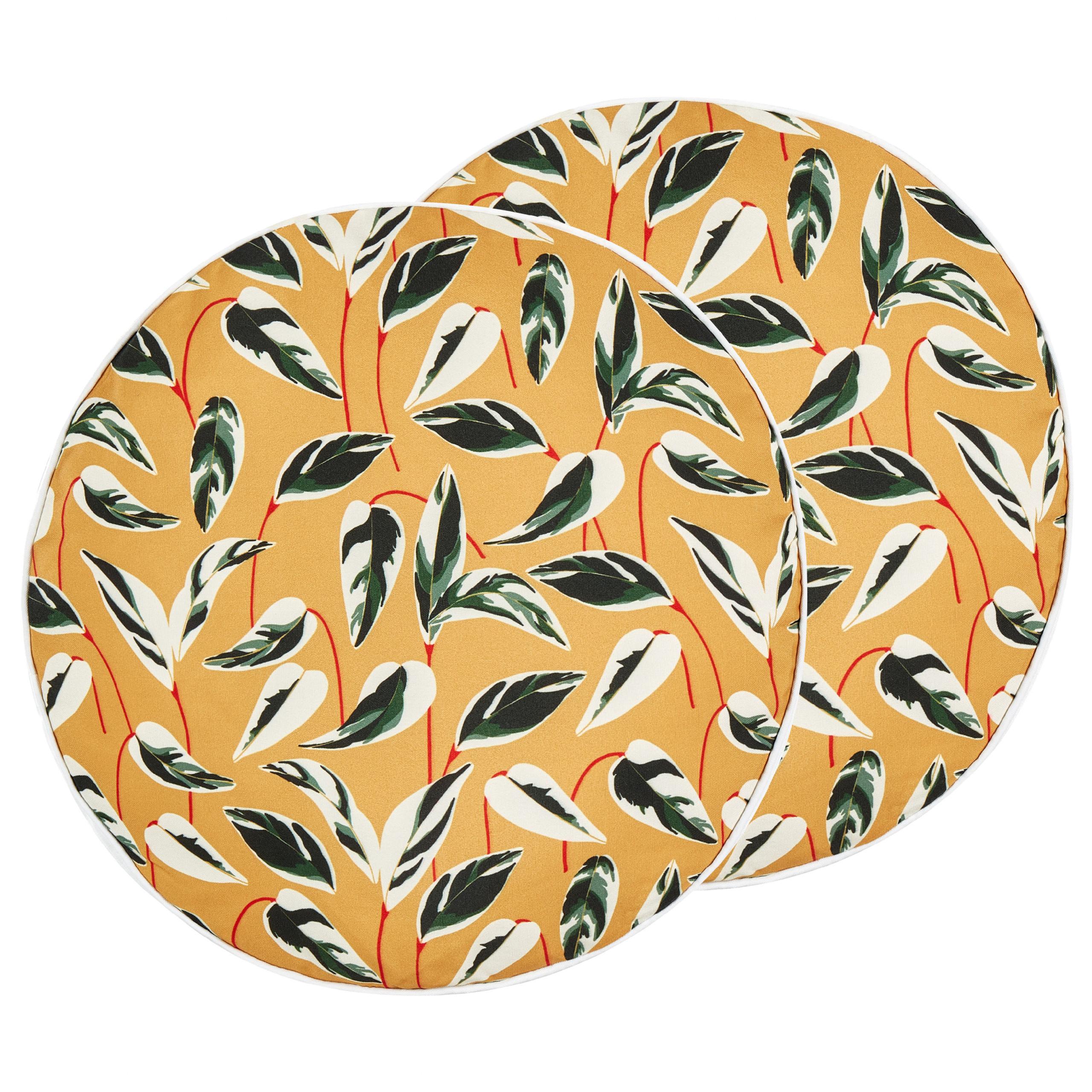 GARTENKISSEN 2er-Set Blattmotiv mehrfarbig 40 cm Taggia - Multicolor, Textil (40/40cm) - Beliani