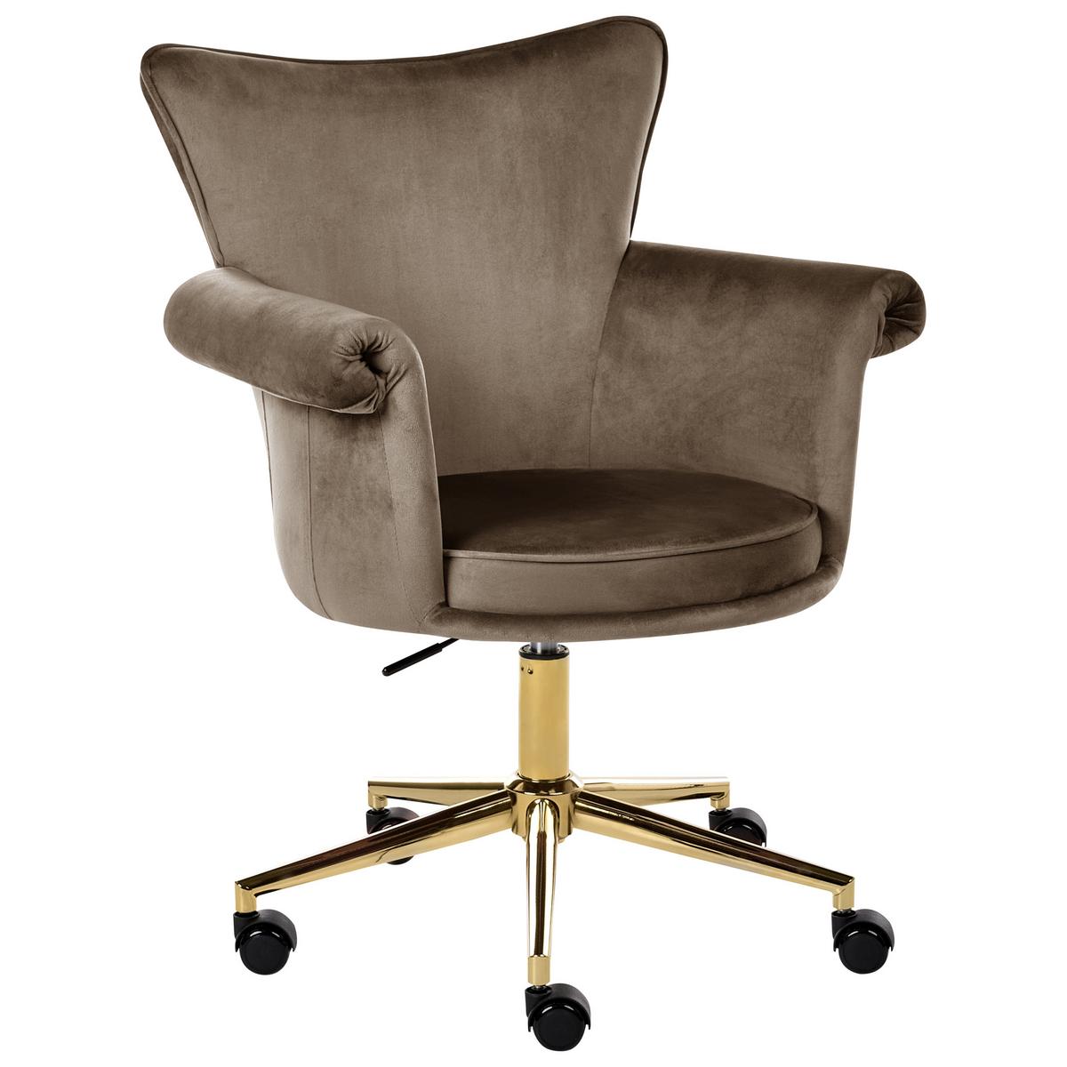 SCHREIBTISCHSTUHL Samtstoff Braun Velencia - Braun, Textil (64/85/60cm) - Beliani
