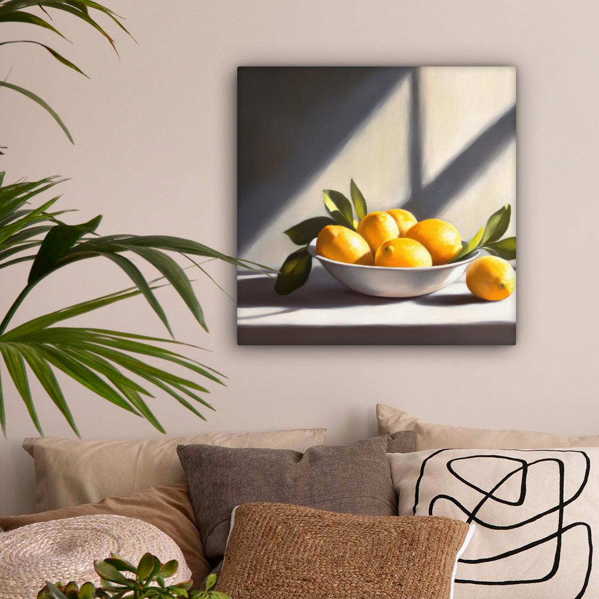 LEINWANDBILD Zitronen - Stilleben - Gelb Wandbild Wohnzimmer 50x50 cm - Gelb, Textil (50/50cm) - MuchoWow