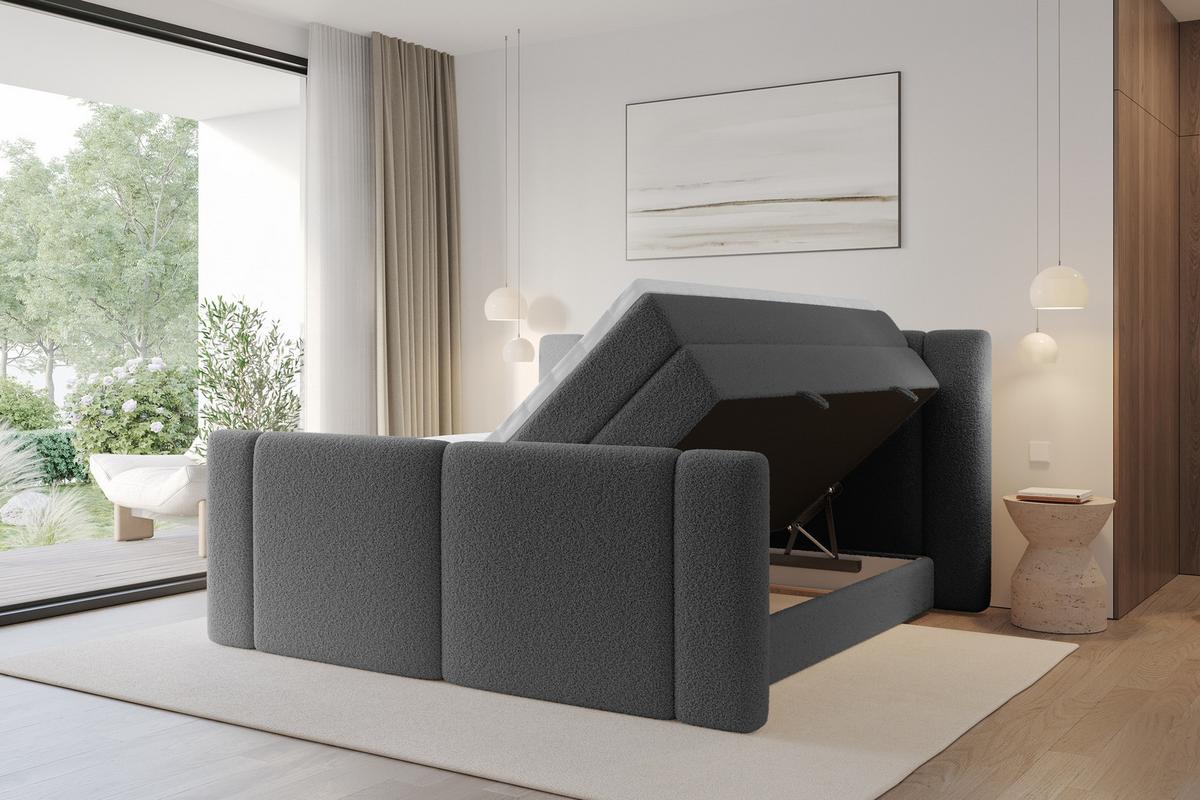 BOXSPRINGBETT mit Matratze H3/H4 - EVON KING Zanozek - 180x200 cm Grau - Taupe, Holzwerkstoff (180/200cm) - ALTDECOR