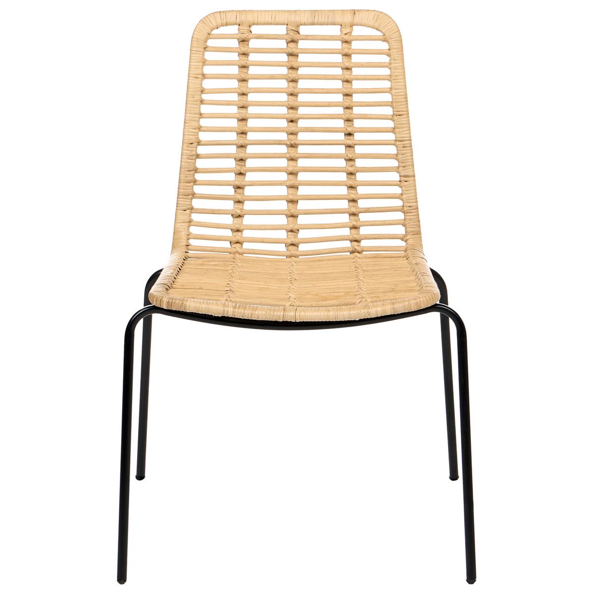 ESSZIMMERSTUHL 2er Set Rattan Naturfarben Taos - Naturfarben, Naturmaterialen (56/82/55cm) - Beliani