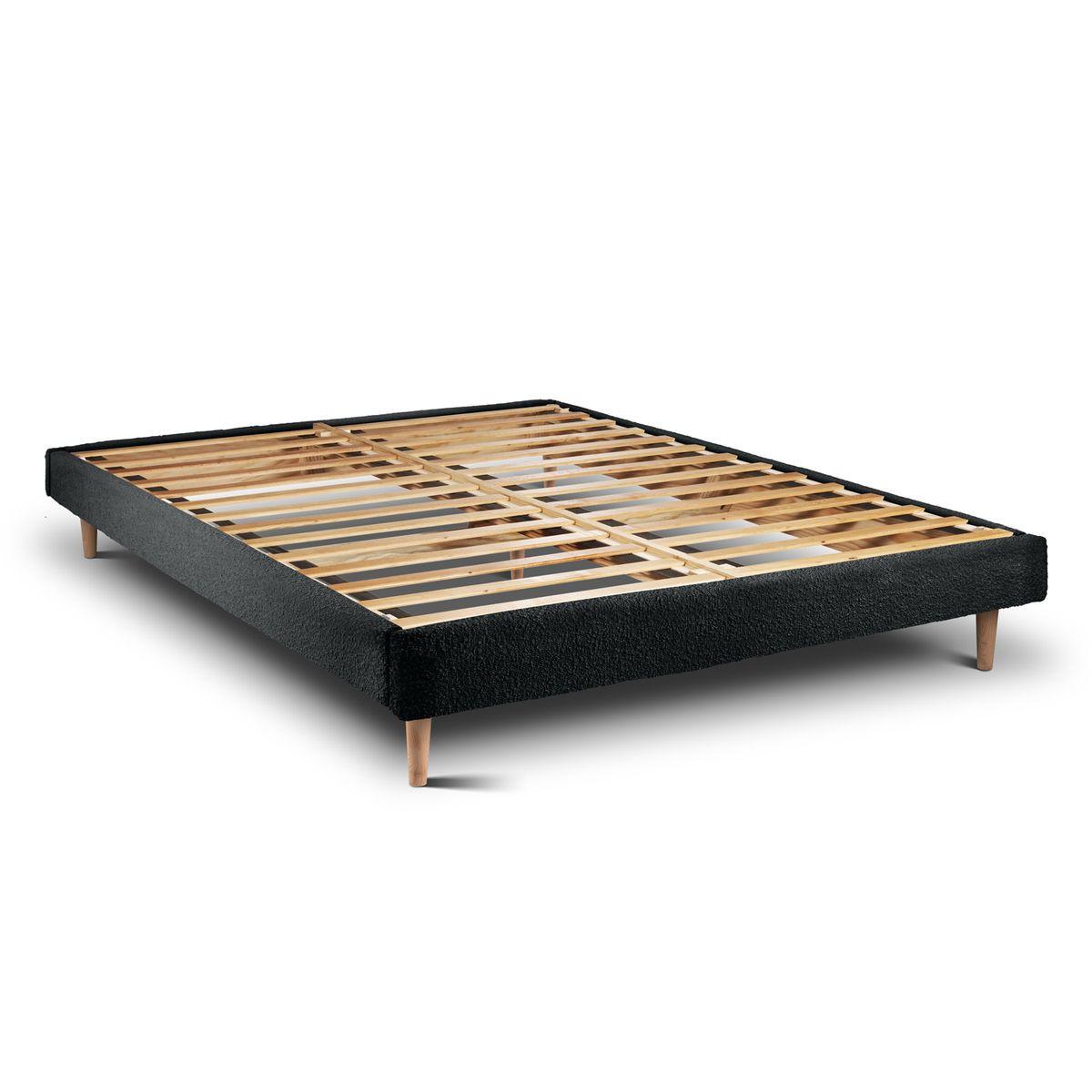 LATTENROST – Bouclé-Stoff– Bausatz zur Selbstmontage - 180x200 cm - Beige/Schwarz, Karton/Holz (180/200cm) - Sommeil de Plomb
