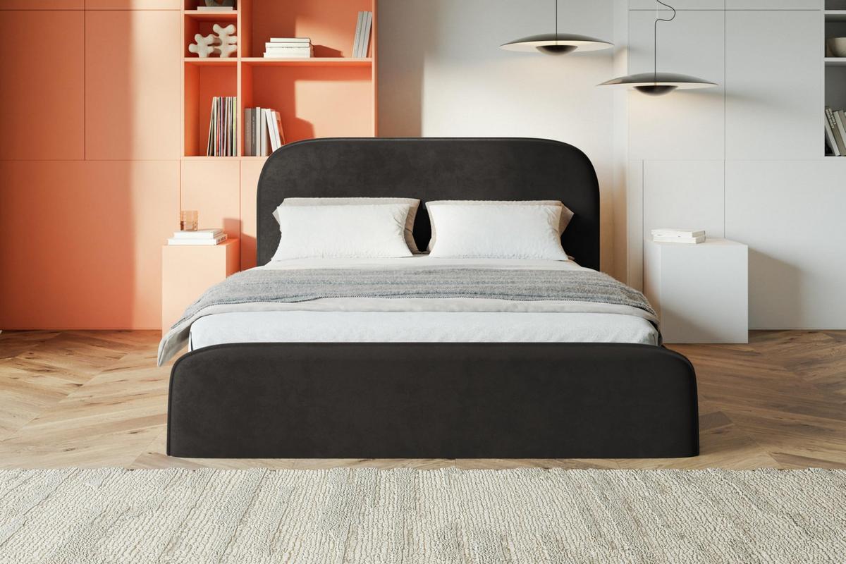 BETT 180x200 - Polsterbett mit Bettkasten und Holzrahmen - Modern Betten - Amor-Samtstoff - Kollektion Vienna - Schwarz - Schwarz, Holz/Textil (180/200cm) - Alpi-Möbel