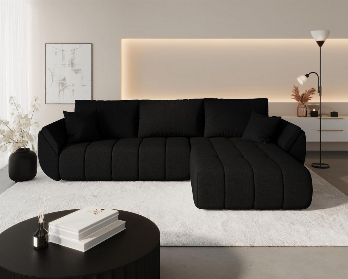 ECKSOFA Misato In Wind - Schwarz, Holzwerkstoff/Textil (280/175cm) - Fun Möbel