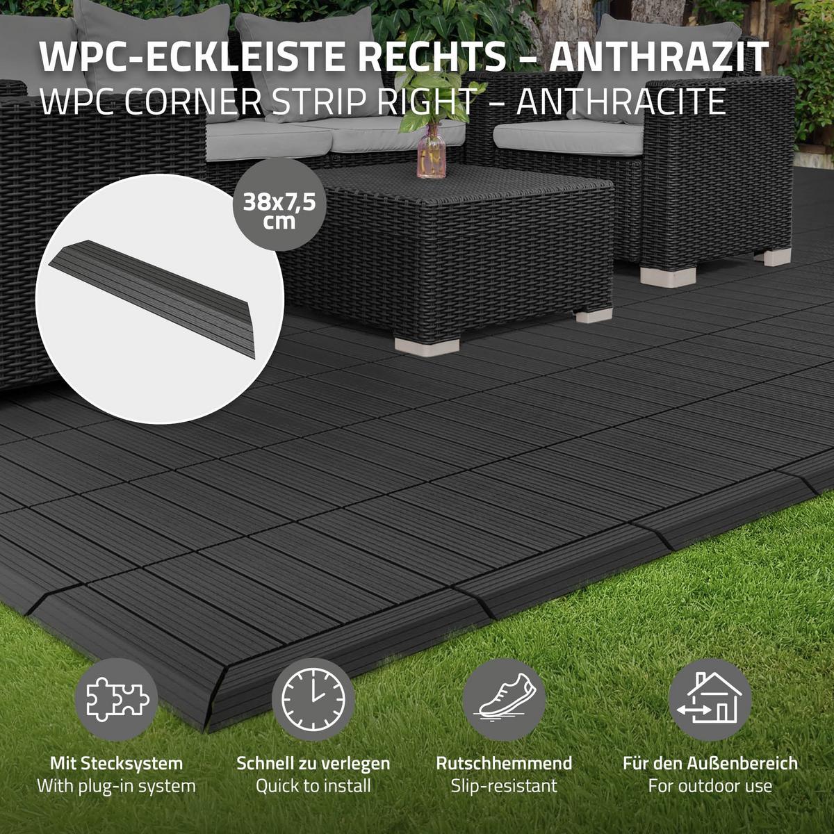 ABSCHLUSSLEISTE WPC Ecke rechts Anthrazit - Anthrazit, Holzwerkstoff (38/2/7.5cm) - ML-DESIGN