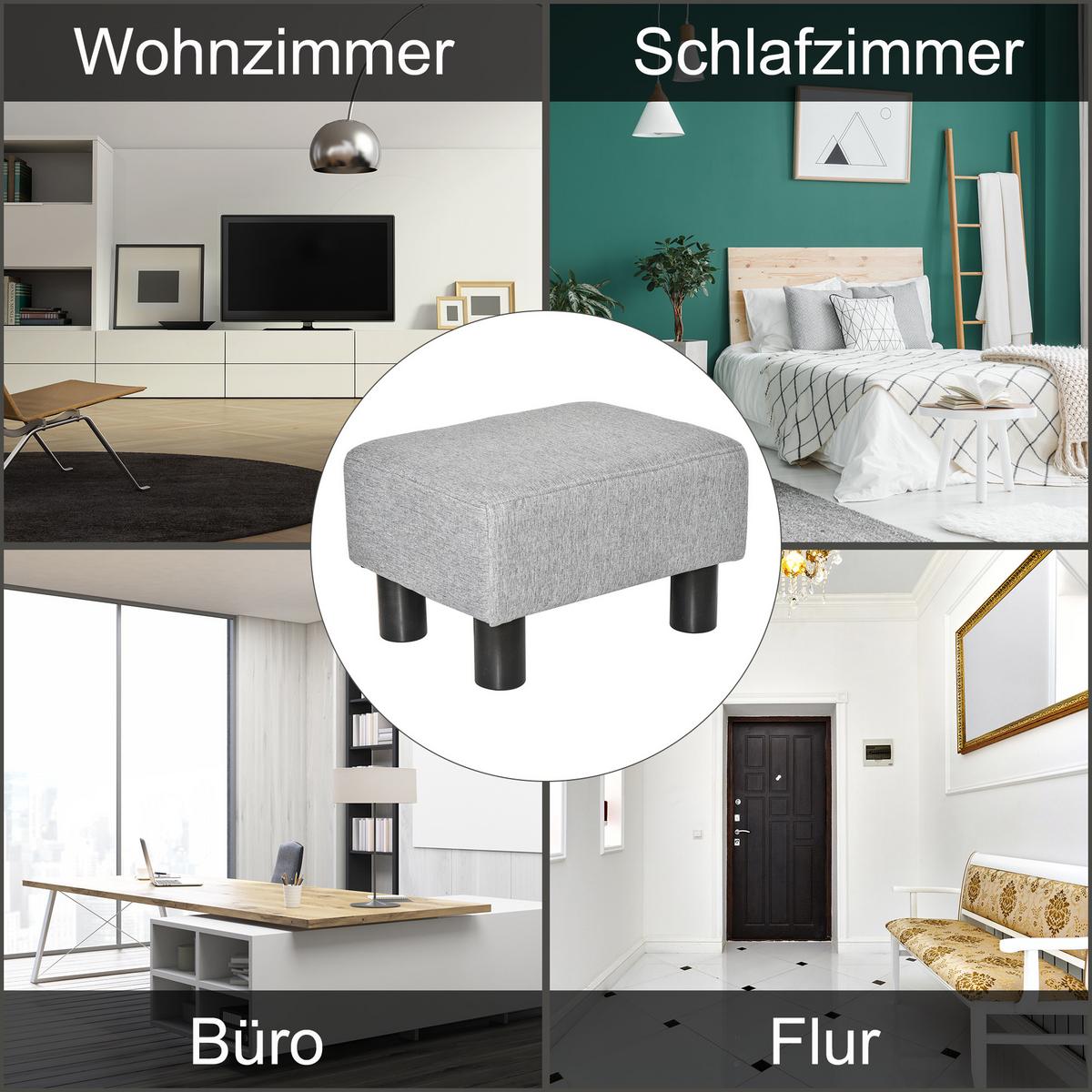 FUSSHOCKER, Polsterhocker, Stoff, Grau - Grau, Textil (30/24/40cm) - HOMCOM