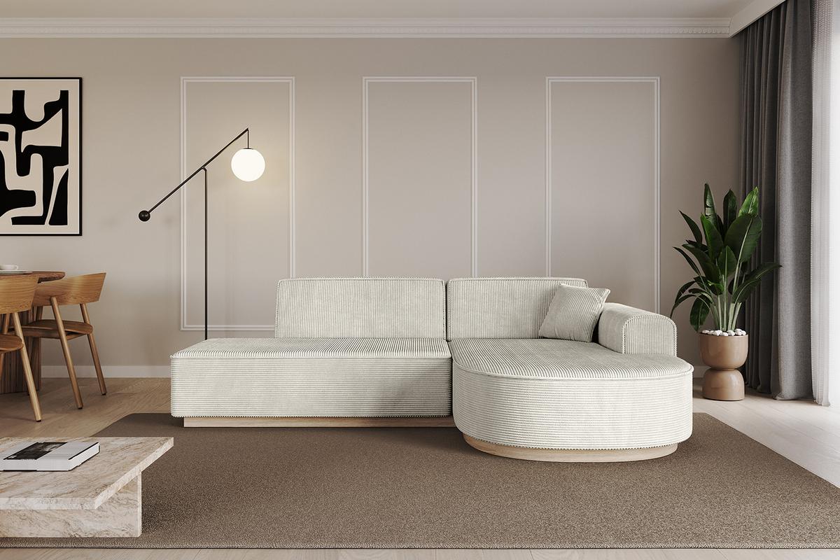 ECKSOFA Ottomane Rechts ARRIO-L1 - 243x171x83 cm Creme - Hellgrau/Creme, Holzwerkstoff/Textil (243/171cm) - ALTDECOR