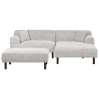 ECKSOFA 3-Sitzer Stoff Hellgrau mit Ottomane linksseitig Holt - Hellgrau, Textil (241/159cm) - Beliani