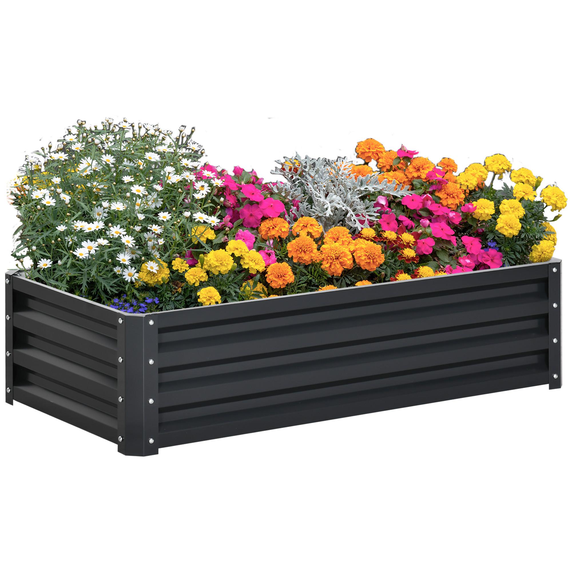HOCHBEET aus Stahl, Rostfrei Blumenkasten, Kräuterbeet für Garten, Balkon, Grau - Grau, Metall (60/30.5/120cm) - Outsunny