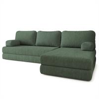 ECKSOFA LEA modulares Boneless Sofa mit Schlaffunktion Grün Boucle-Stoff - Grün, Textil (270/160cm) - MASSENO