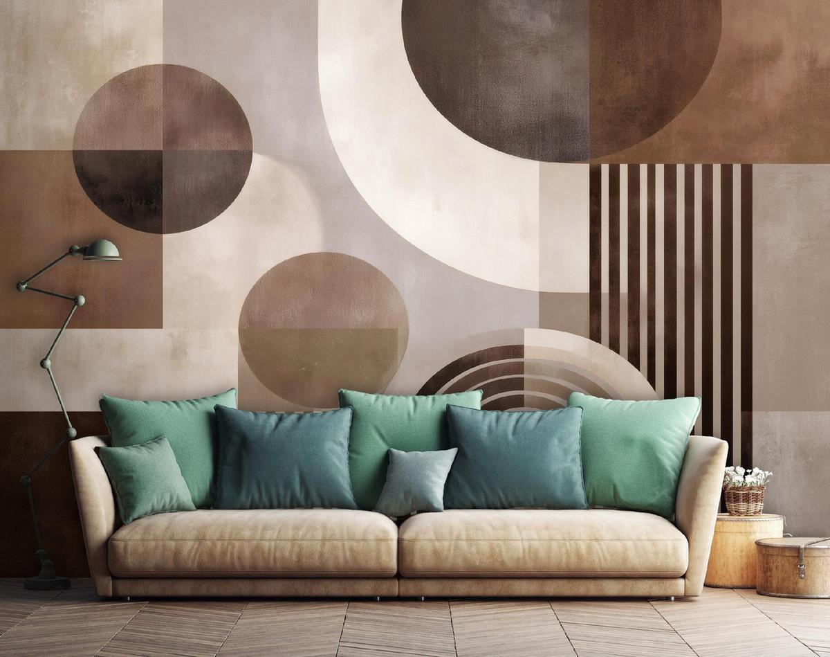 FOTOTAPETE Art Deco Abstrakt Braun 250x175 cm - Multicolor, Papier (250/175cm) - Wallarena