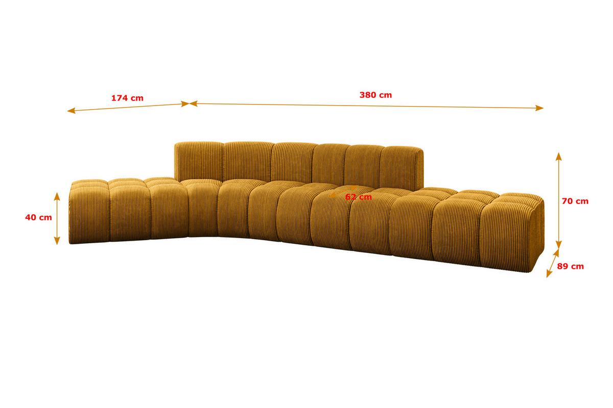 ECKSOFA modulares Sofa Solven-L1 - 380x174x70 cm Senfgelb - Currygelb, Holzwerkstoff/Textil (380/174cm) - ALTDECOR