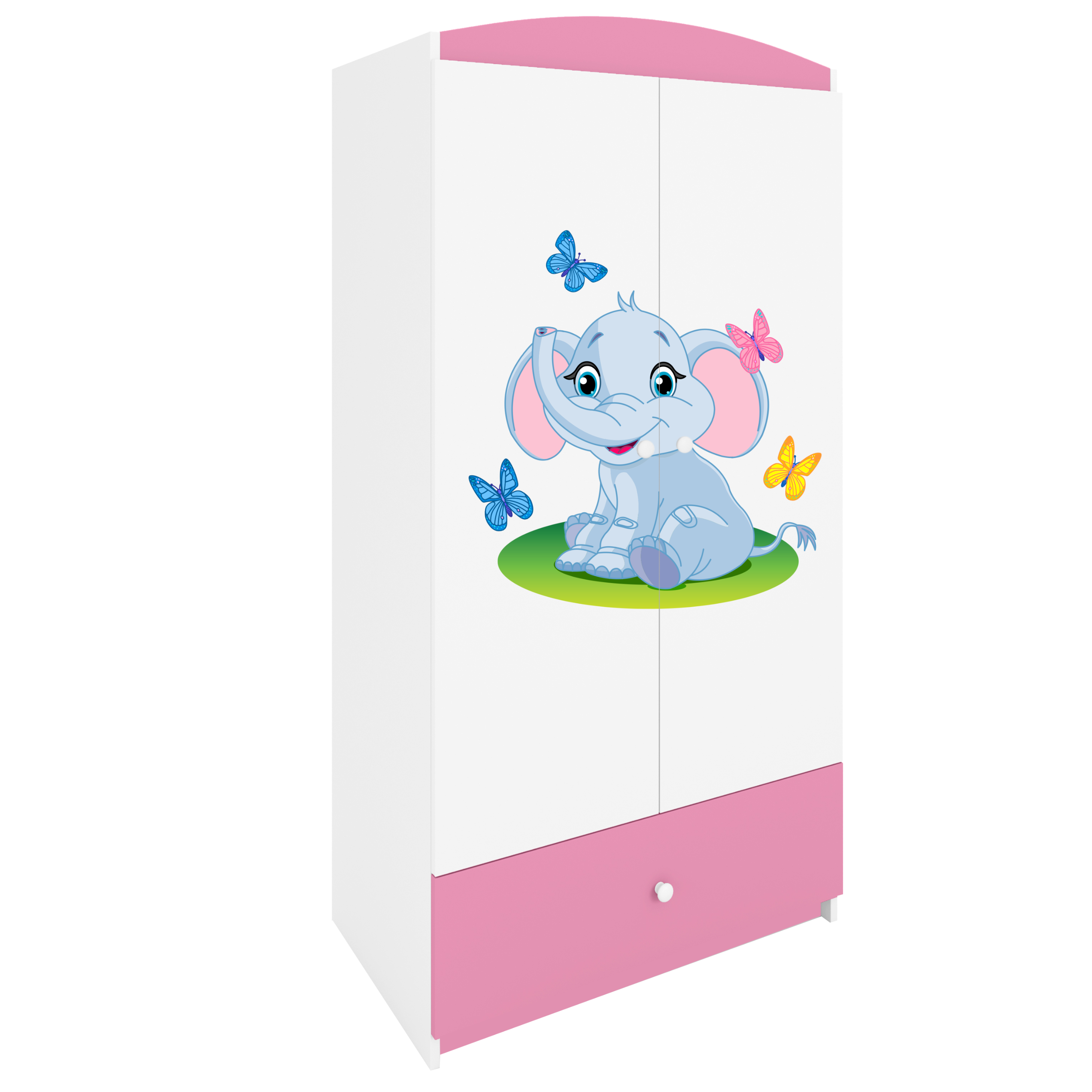 KINDERKLEIDERSCHRANK Elefant - Hellrosa, Holzwerkstoff (90/175/52cm) - RAUMHIRSCH FURNITURE