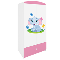 KINDERKLEIDERSCHRANK Elefant - Hellrosa, Holzwerkstoff (90/175/52cm) - RAUMHIRSCH FURNITURE