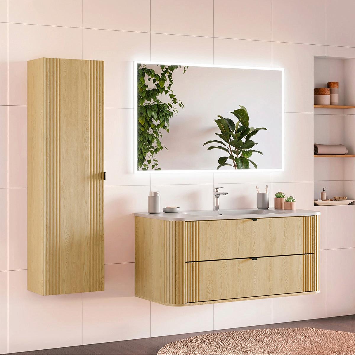 BADMÖBEL 120cm Mila 2er-Set Helle Eiche - Braun, Holzwerkstoff (120/52/46cm) - Petits-meubles