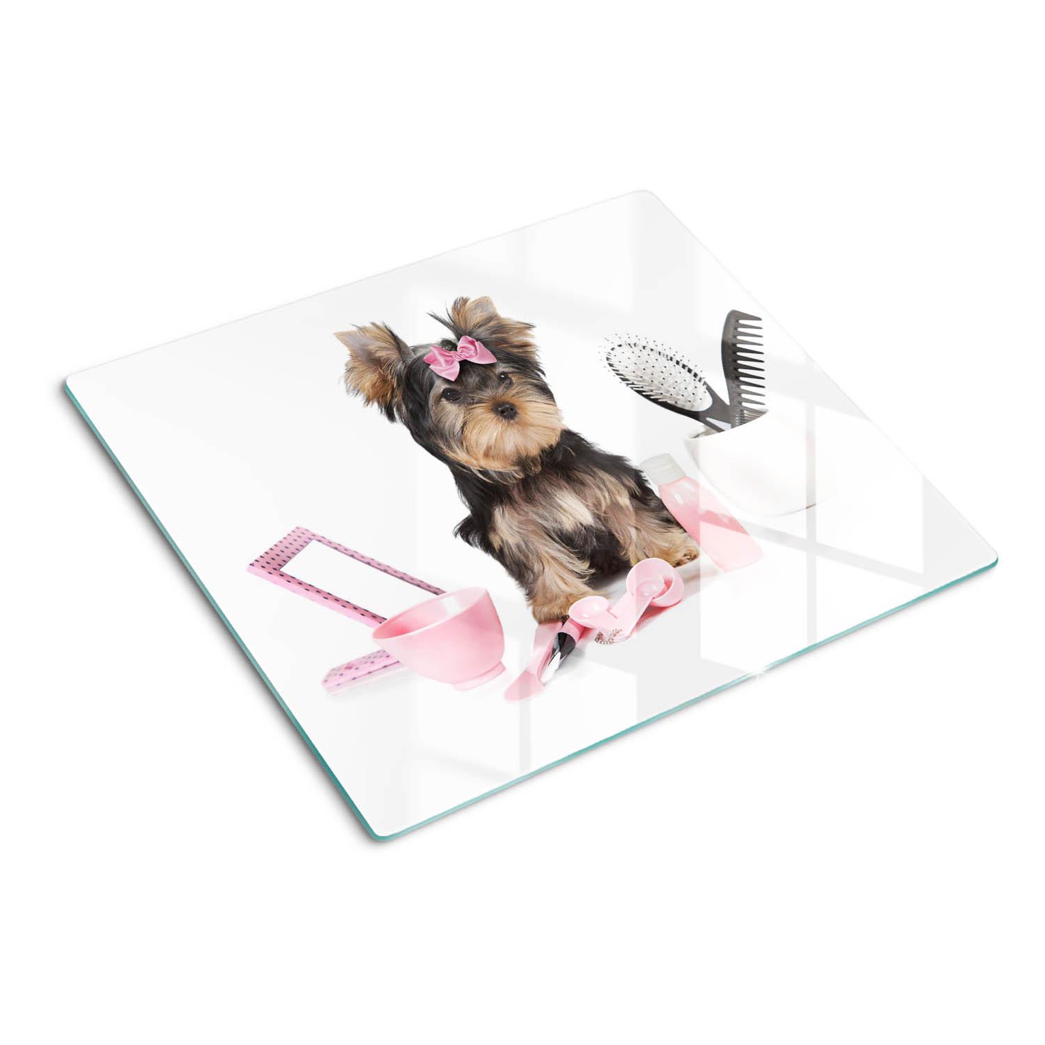 GLASPLATTE 60x52 cm Yorkshire Terrier - Pink, Glas (60/52cm) - TULUP