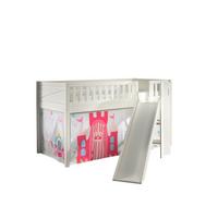 HOCHBETT mit Rutsche Karyl Massivholz Weiß Textilset Princess 1 - Magenta/Weiß, Holz (90/200cm) - 58aufmkessel