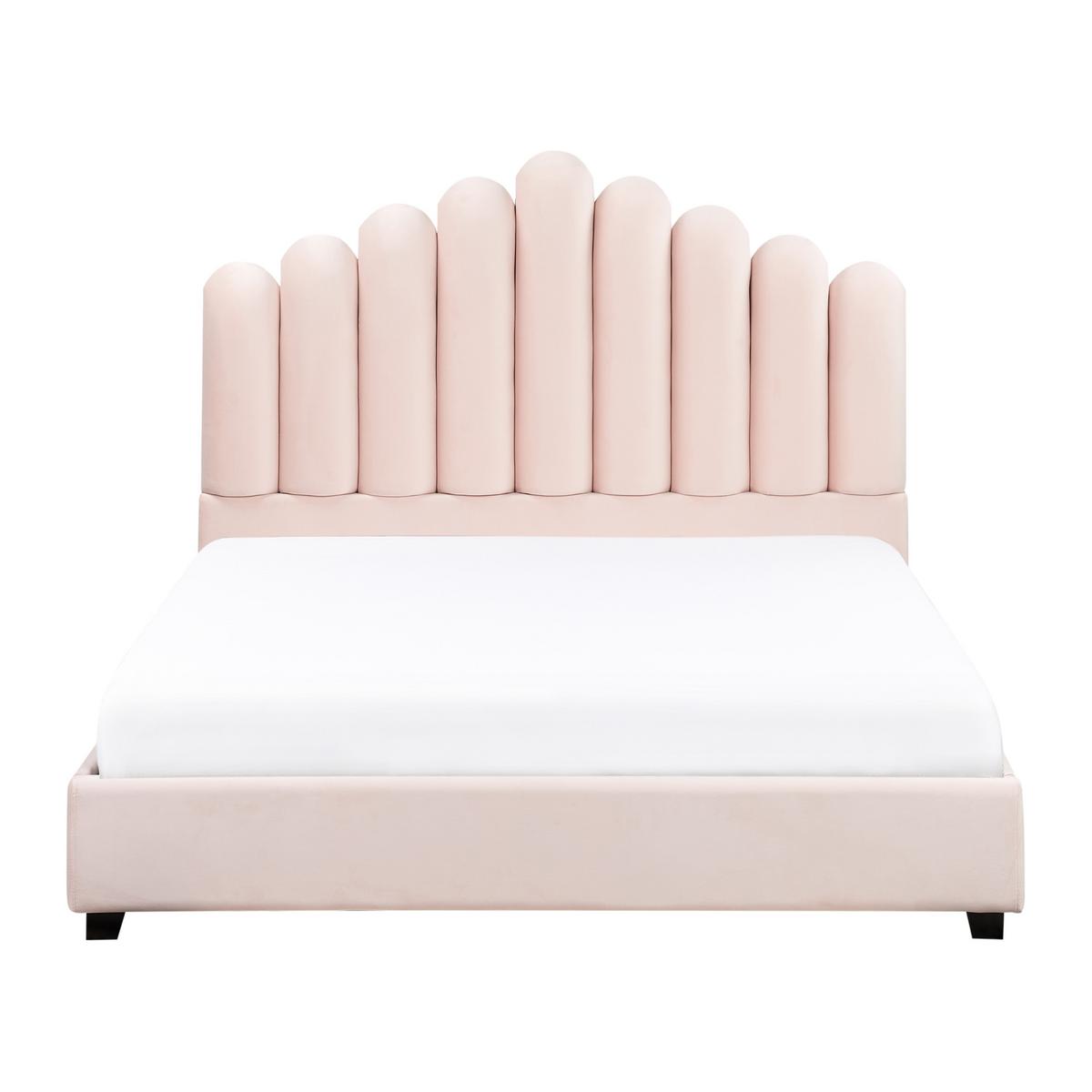 BETT mit Lattenrost 140/200 cm Pastellrosa Vincennes - Pink/Schwarz, Textil (140/200cm) - Beliani