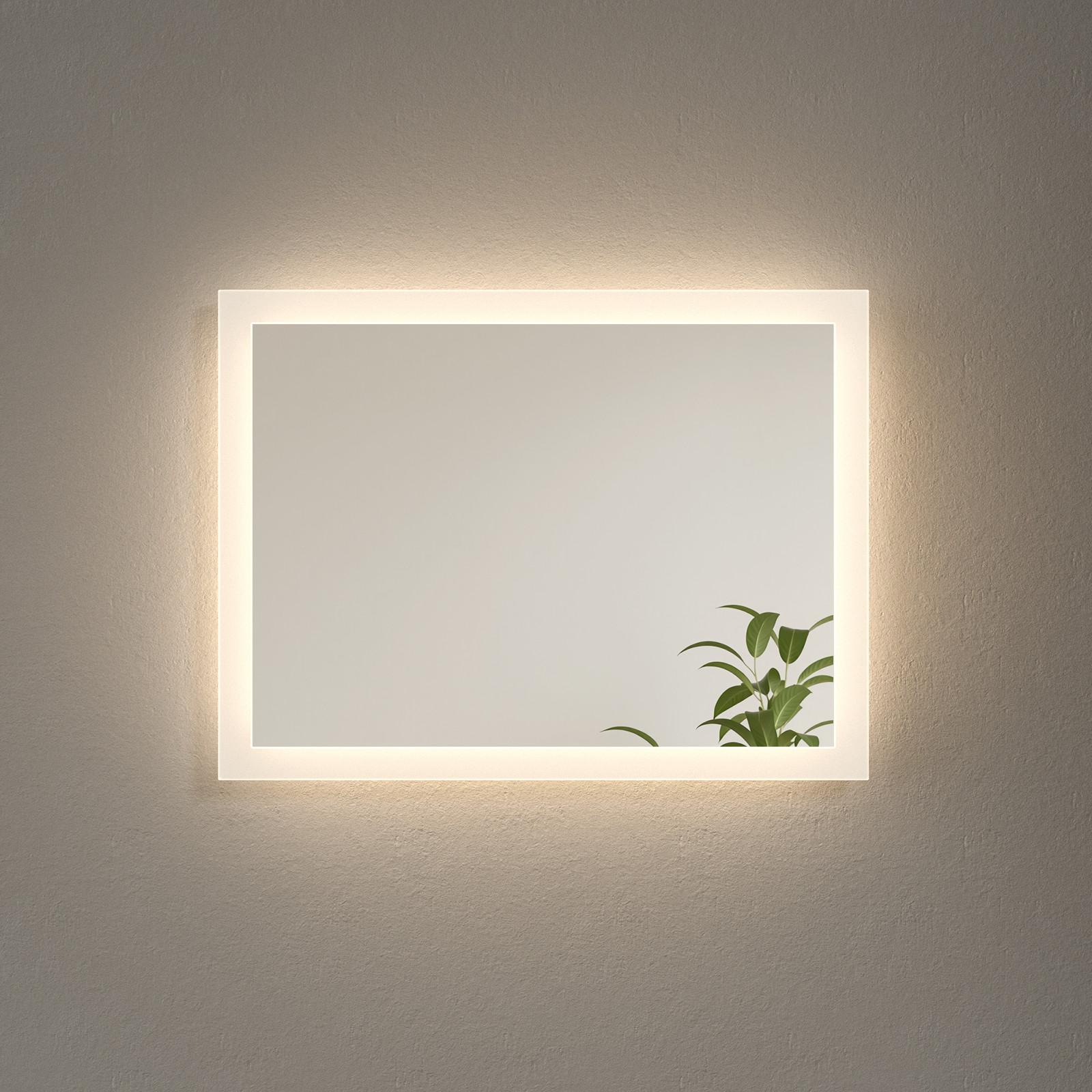 BADSPIEGEL mit Beleuchtung, mechanischem Schalter & Antibeschlag-Funktion, 60/45 cm - Transparent, Glas (60/45/3.5cm) - EMKE