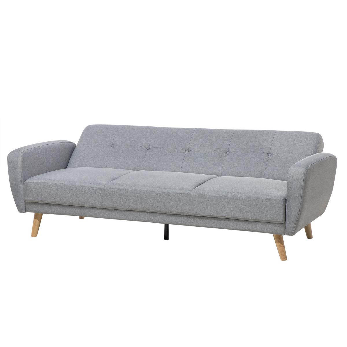 3-SITZER-SCHLAFSOFA Polyester Grau Florli - Hellgrau, Textil (214/82/85cm) - Beliani