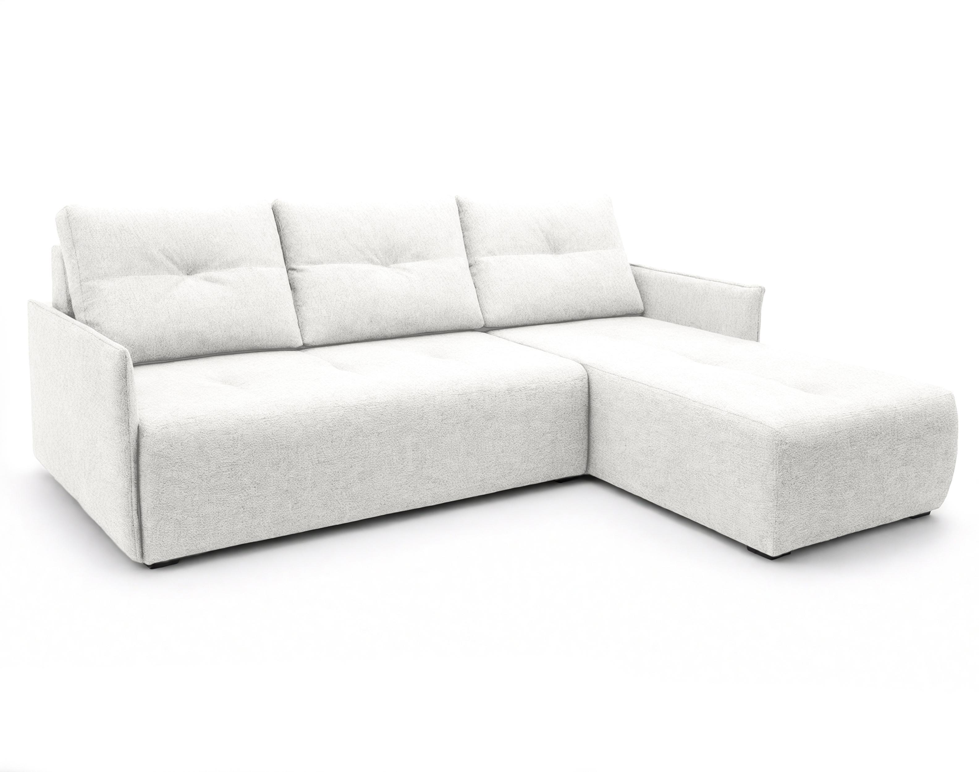 ECKSOFA L Form Damascus Weiß 212/143/88 cm Rechts mit Schlaffunktion - Schwarz/Weiß, Kunststoff/Textil (212/143cm) - AX Living