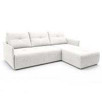 ECKSOFA L Form Damascus Weiß 212/143/88 cm Rechts mit Schlaffunktion - Schwarz/Weiß, Kunststoff/Textil (212/143cm) - AX Living