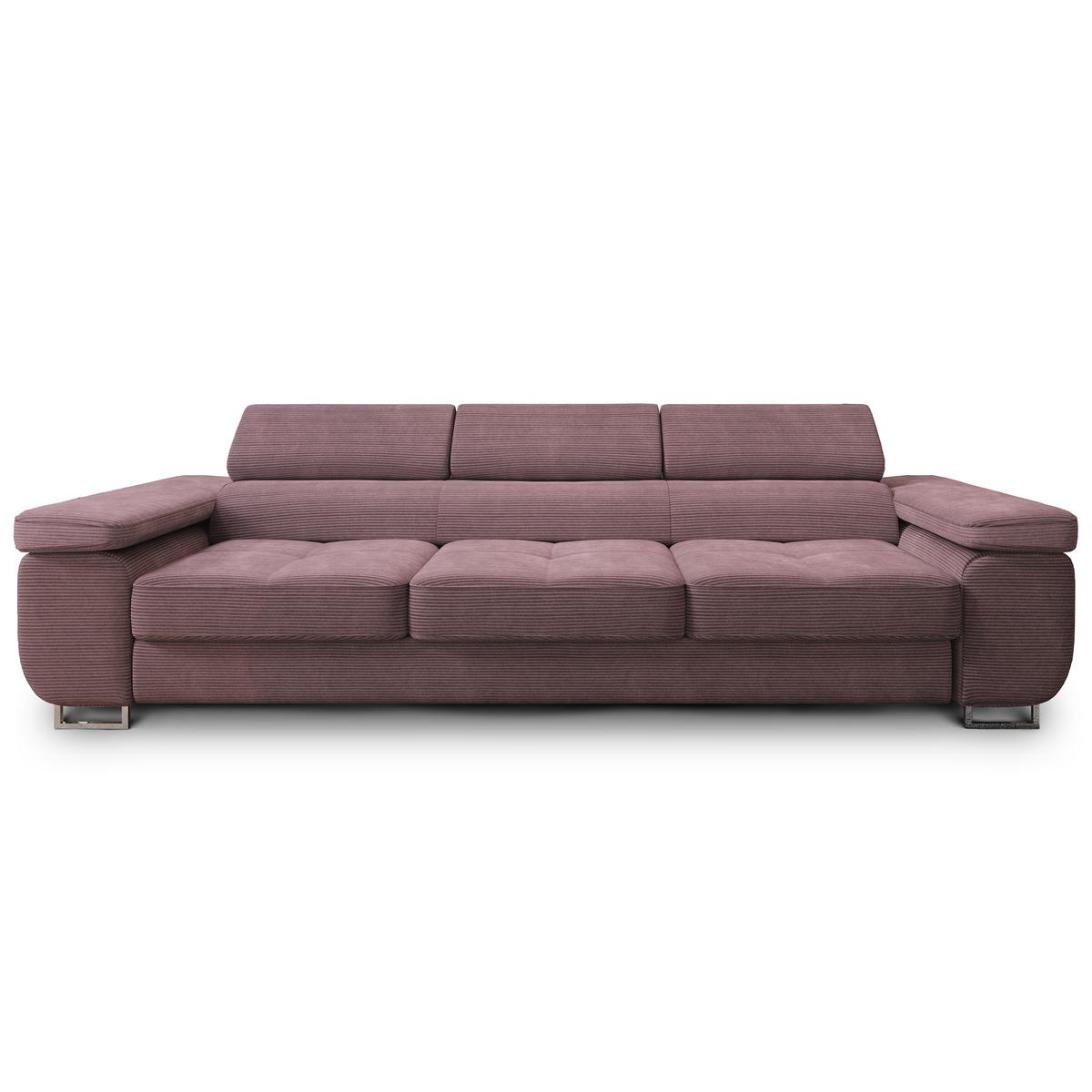BETTSOFA MOSINE Lila Kordstoff mit Schlaffunktion - Lila, Textil (281/87/98cm) - MASSENO