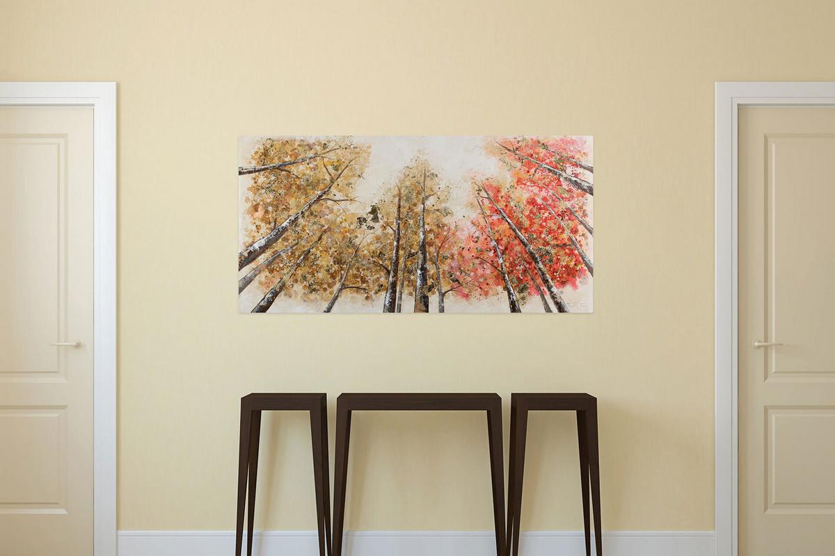 ÖLGEMÄLDE 140/70 cm - Gelb/Rot, Holz/Textil (140/70cm) - KUNSTLOFT