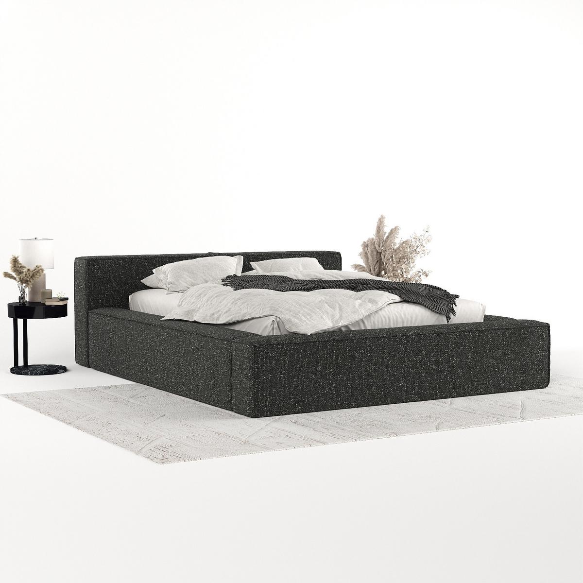 POLSTERBETT Casto mit Stauraum 180/200 cm Schwarz im Blur Stoff - Schwarz/Naturfarben, Holz/Holzwerkstoff (180/200cm) - AltaBeds