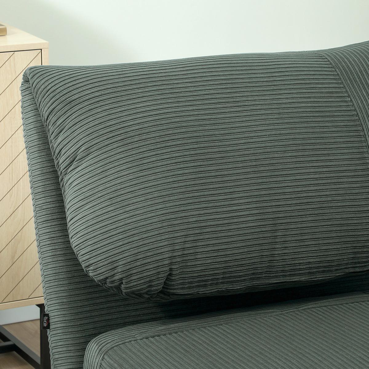 2-IN-1 Schlafsofa Schlafsessel Klappmatratze Gästebett Klappbett Grün - Naturfarben/Grün, Holz/Textil (87/89/82cm) - HOMCOM