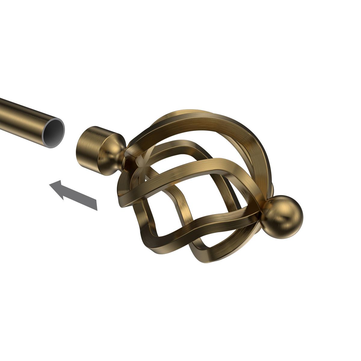 ENDSTÜCKE FÜR GARDINENSTANGEN 16 mm Ø, Paolo Messing Antik, Packung 2 Stück - Messingfarben/Bronzefarben, Metall (10.6/6.9/6.9cm) - INTERDECO