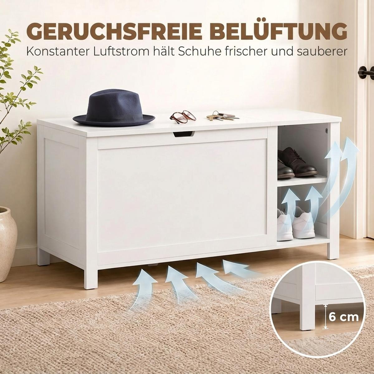 SCHUHBANK MDF Holz Weiß - Weiß, Holz/Holzwerkstoff (40/48.5/100cm) - HOMCOM