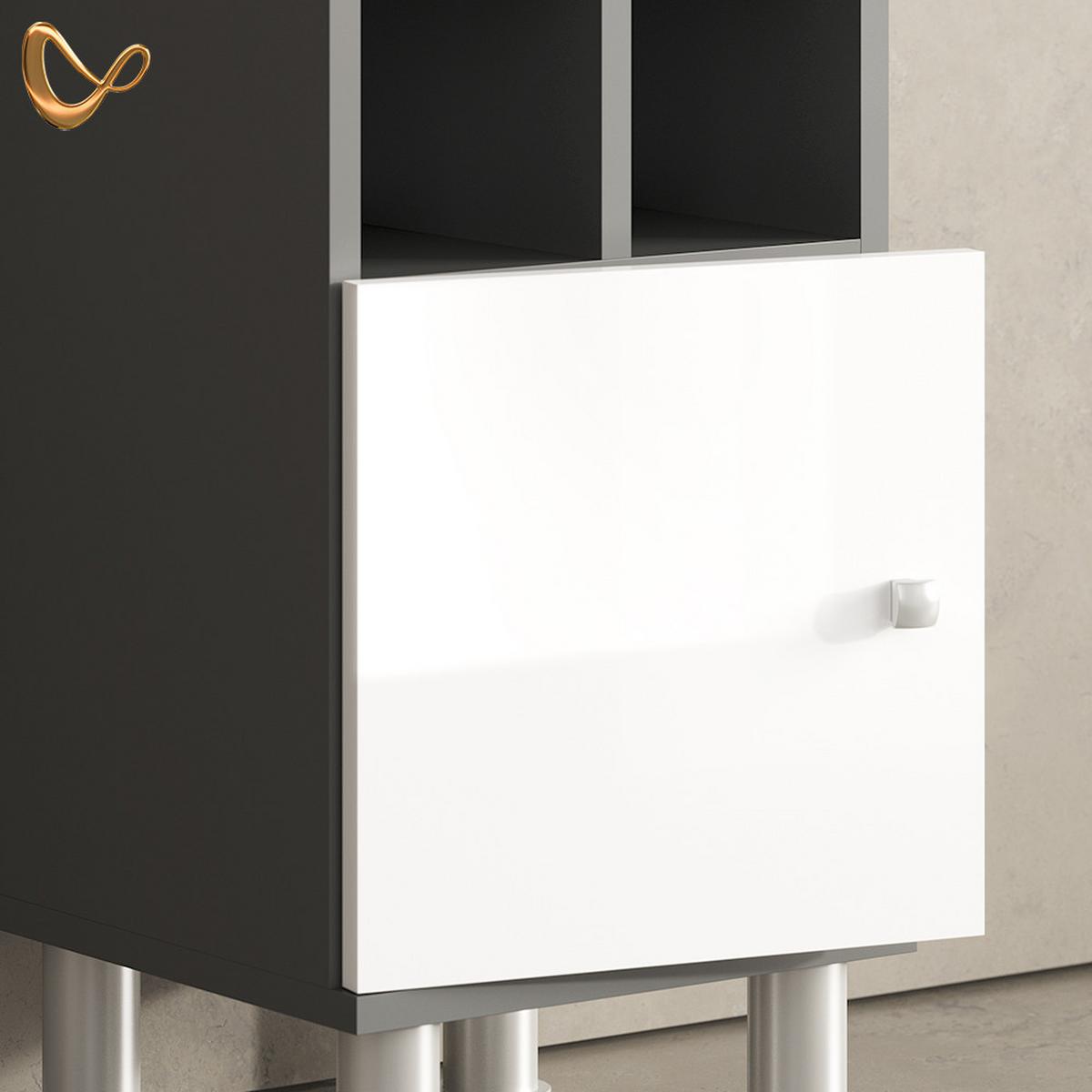MIDISCHRANK Fucino Weiß Hochglanz 30 x 130.6 cm kleine Tür - Weiß Hochglanz, Holzwerkstoff (30/130.6/30cm) - Livinity®