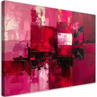 BILD auf Leinwand, Rote strukturierte Abstrakt im Boho Stil - Rosa, Textil (30/20cm) - Feeby