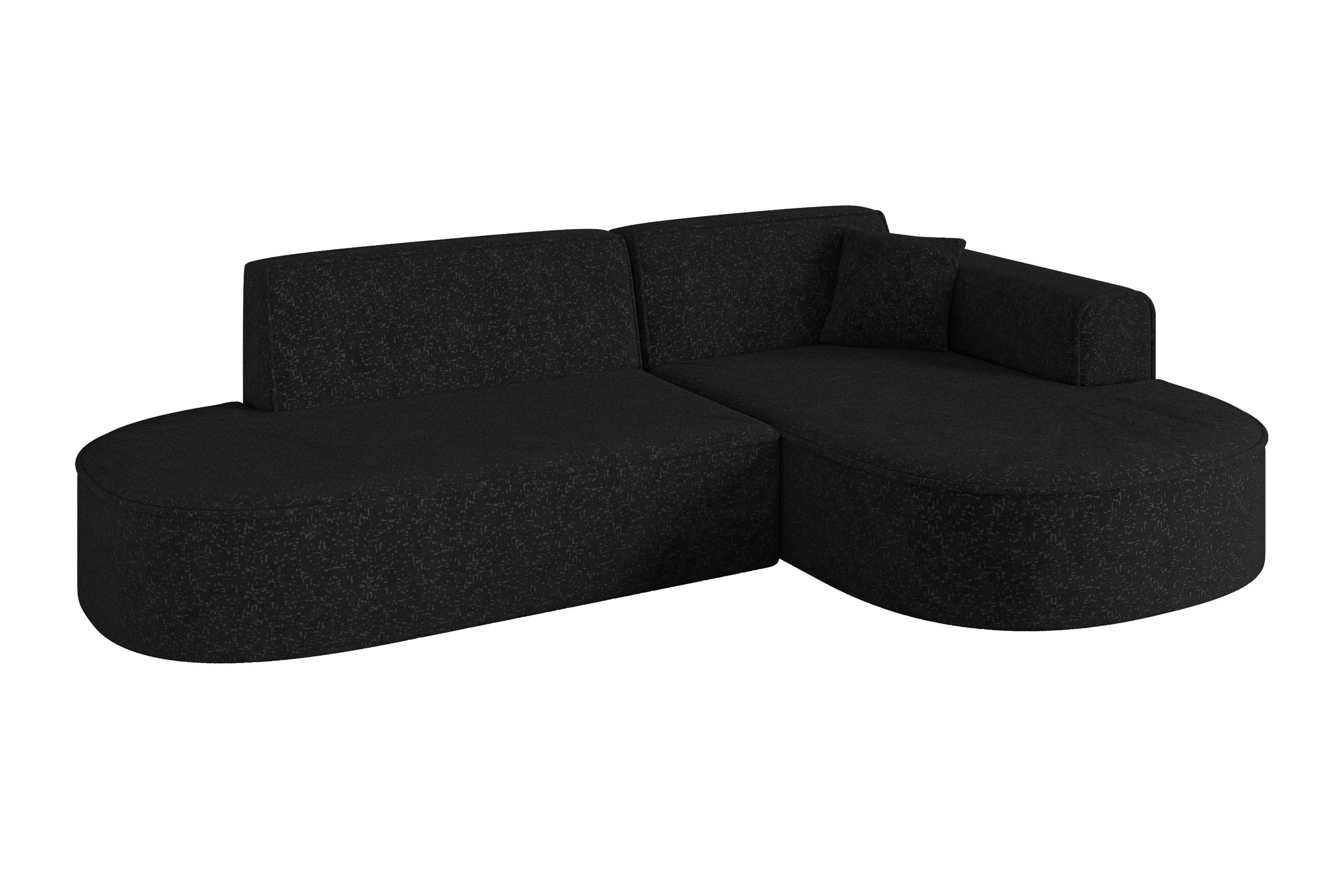 ECKSOFA Ottomane Rechts MARI-L1 - 243x171x79 cm Schwarz Tissu - Schwarz, Holzwerkstoff/Kunststoff (171/243cm) - ALTDECOR