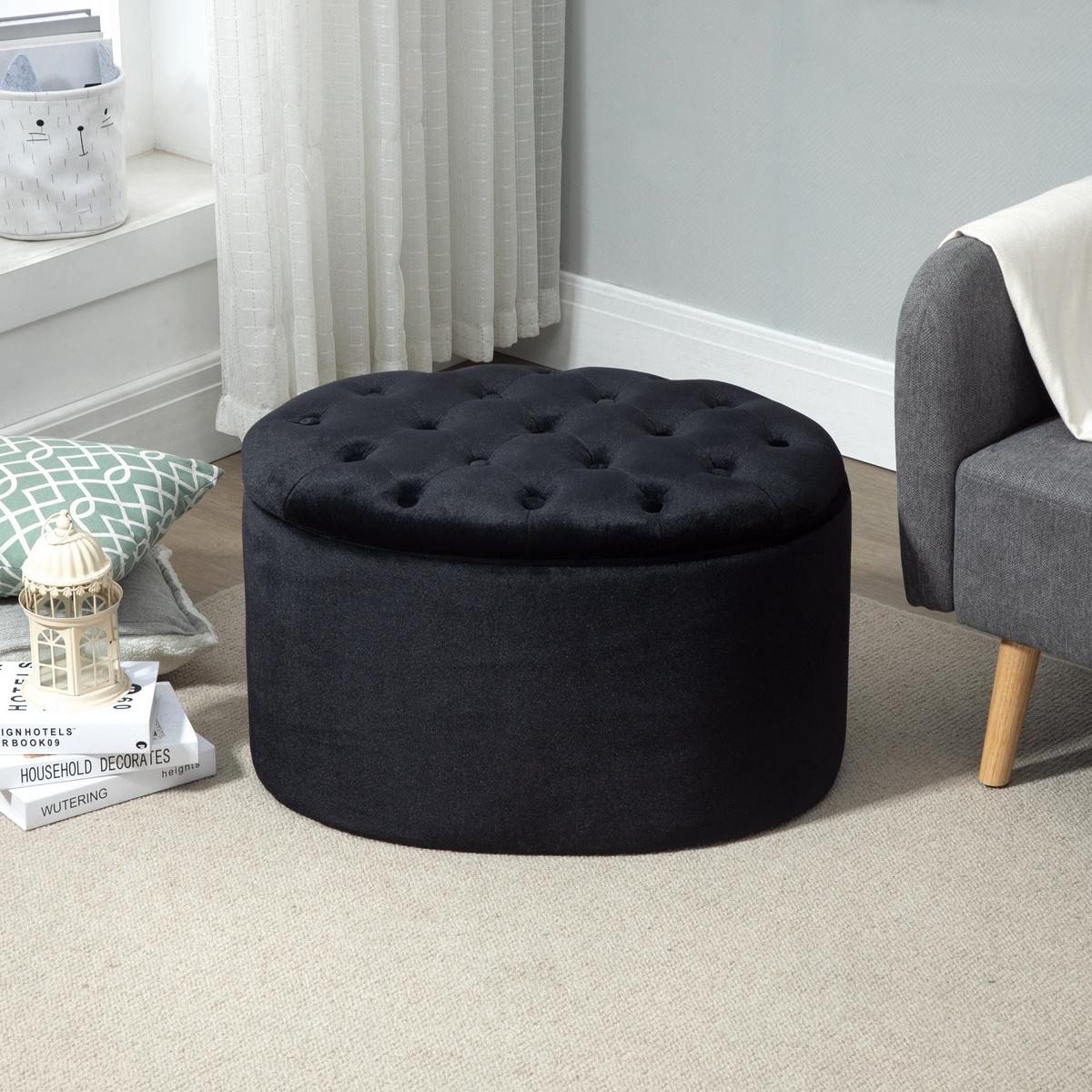 TRUHENBANK Ovale, Schwarz - Schwarz, Kunststoff (52/42/71cm) - HOMCOM