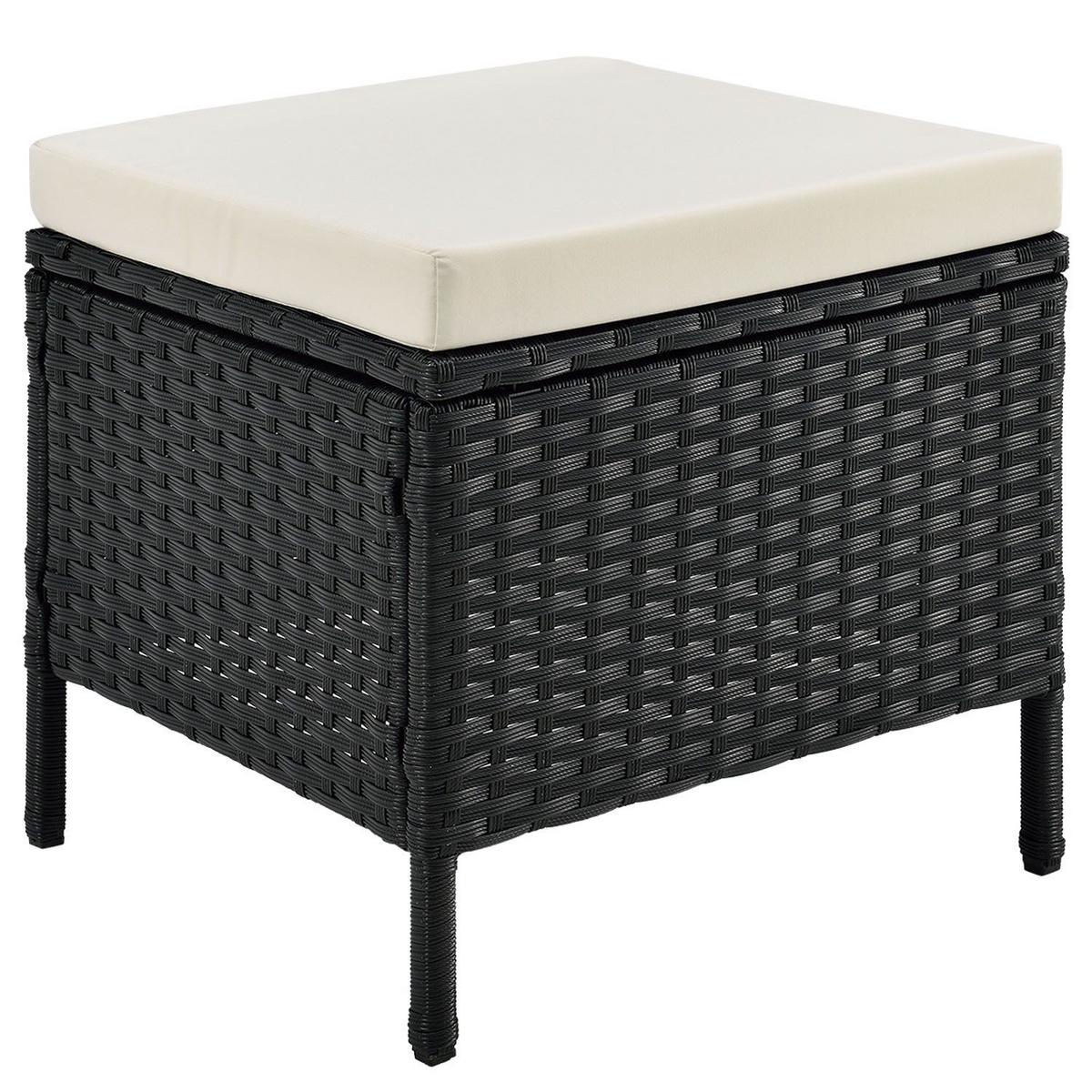 LOUNGEGARNITUR Manacor schwarz,creme - Creme/Schwarz, Kunststoff/Metall - Juskys